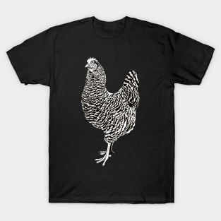 Black and white drawing of an Plymouth Rock chicken T-Shirt